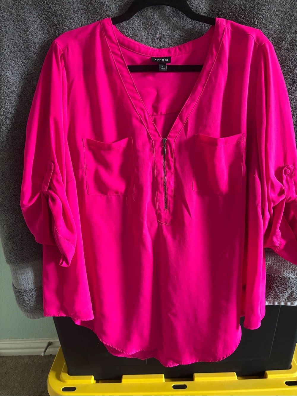 torrid Fuchsia Zip-Front Blouse